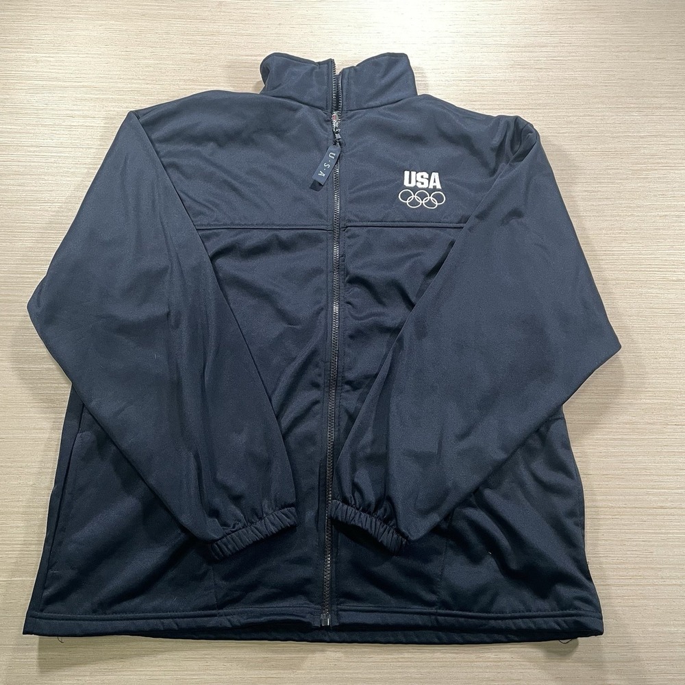 United States Olympic Committee Team USA Full Zip Up Jacket Size XL Black